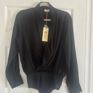 Elan Black Wrap Bodysuit